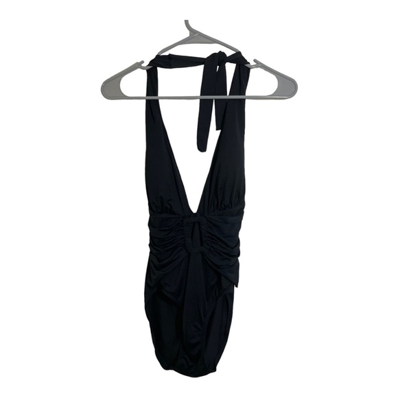 Tommy Bahama womens one piece swimsuit plunge V-neck belt buckle size 8  black - Picture 5 of 15